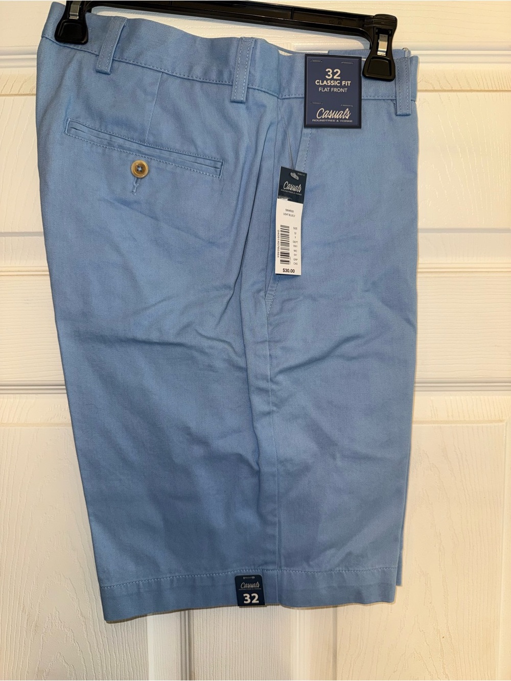 Roundtree & Yorke Light Blue Casual Flat-Front Shorts
